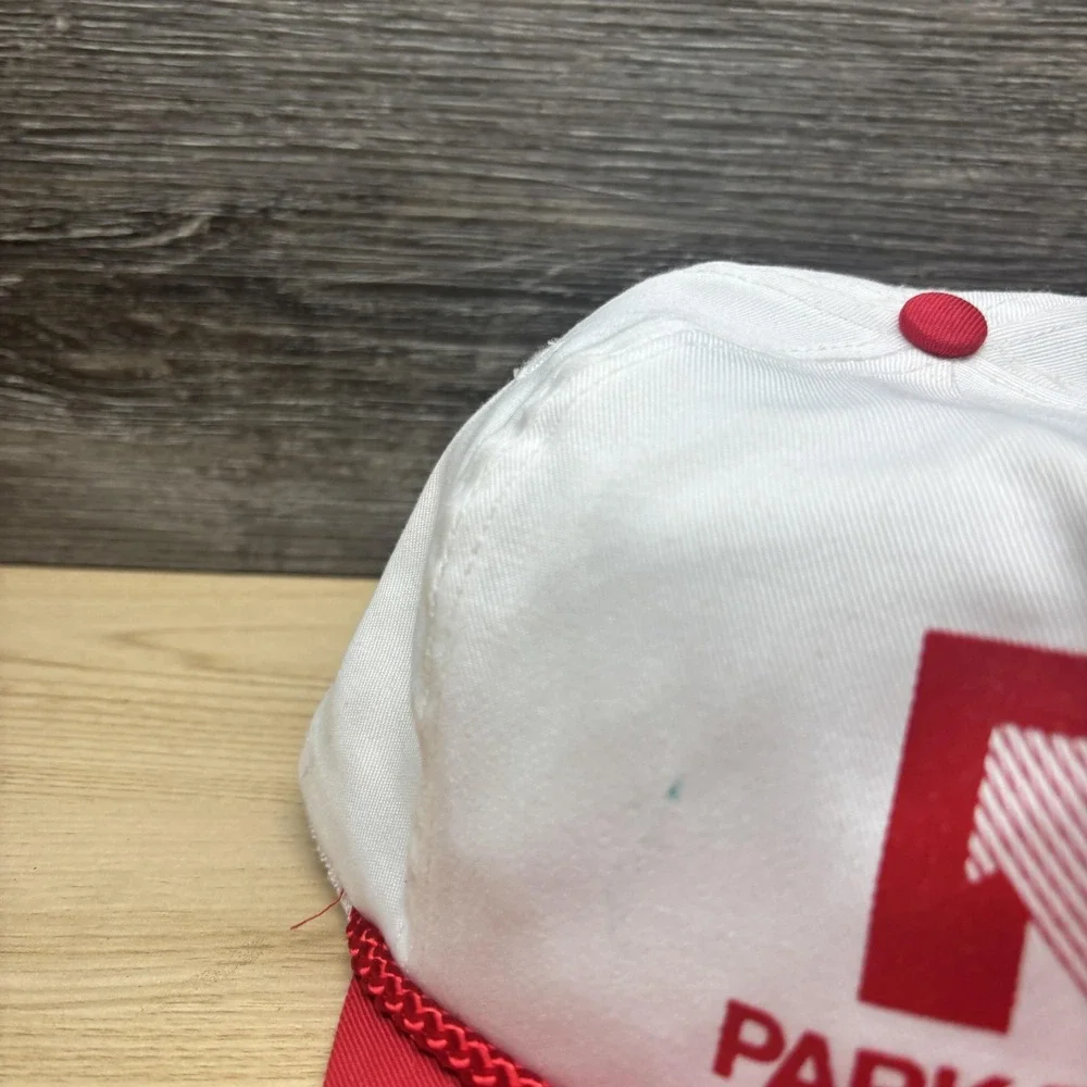 Park Region Hat Cap Snap Back Red White Rope Cord Advertising Mens Otto‎ Cap